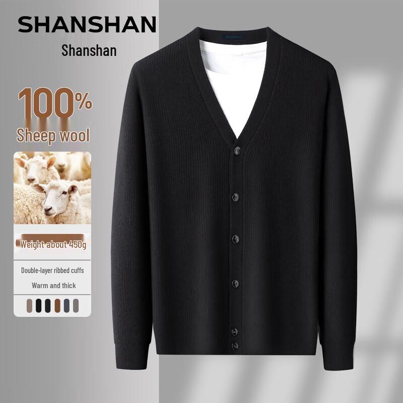 

SHANSHAN Men s 100% Wool V-Neck Pullover Sweater M