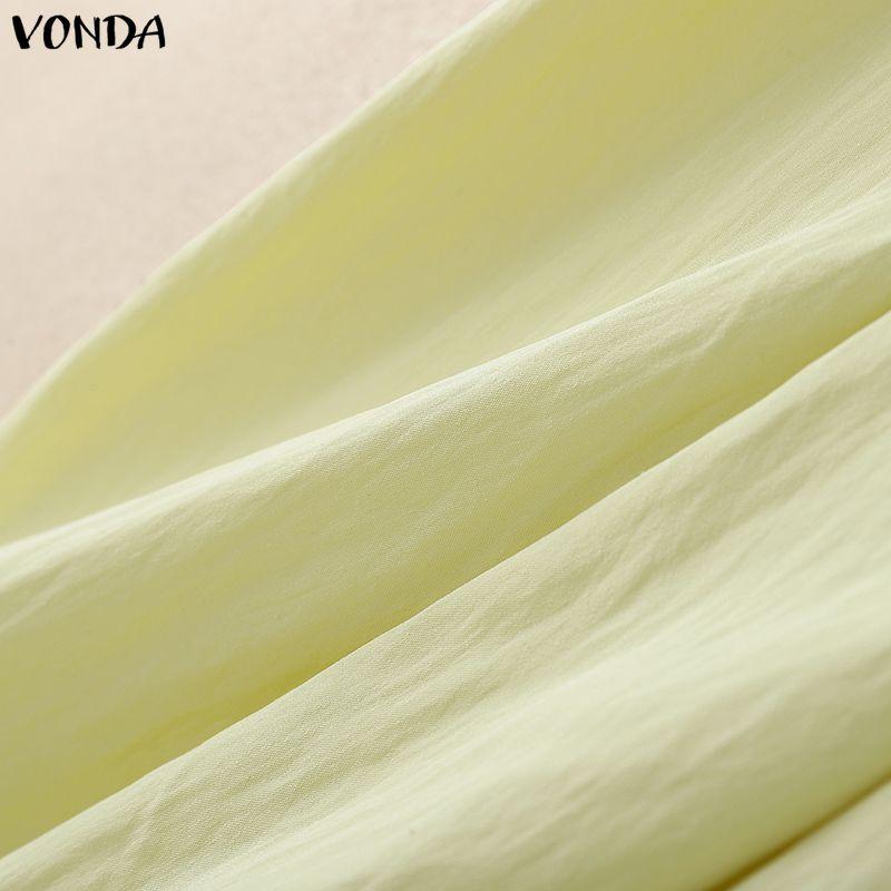 VONDA Women Summer Sleeveless Splicing Hem Ruffled Casual Tank Tops