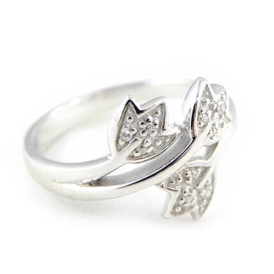 Silver Ring 'Flora' White