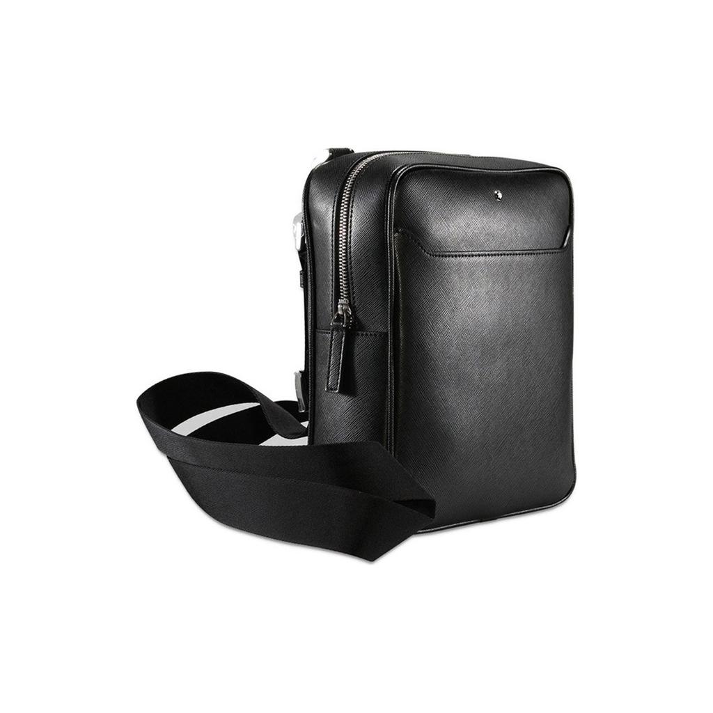Montblanc Zipper Closure Leather Shoulder Crossbody Bag Men Bags Black 113189