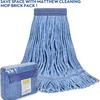 CLEANING Heavy Duty Mop Head Commercial Replacement for General and Floor Cleaning , Wet Industrial Blue Cotton Looped End String Head Refill (Pack
