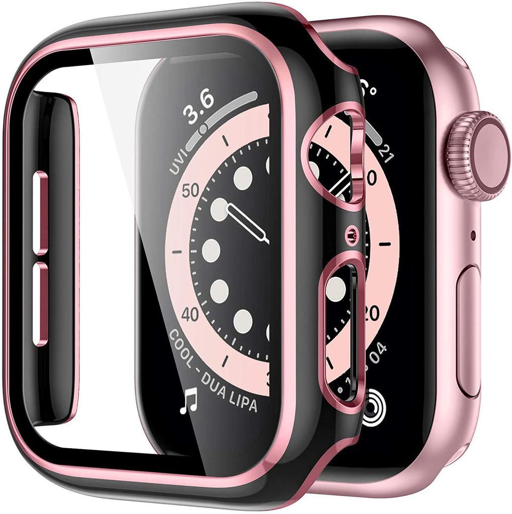 Coque de protection bicolore pour Apple Watch iWatch7 avec film en verre trempé