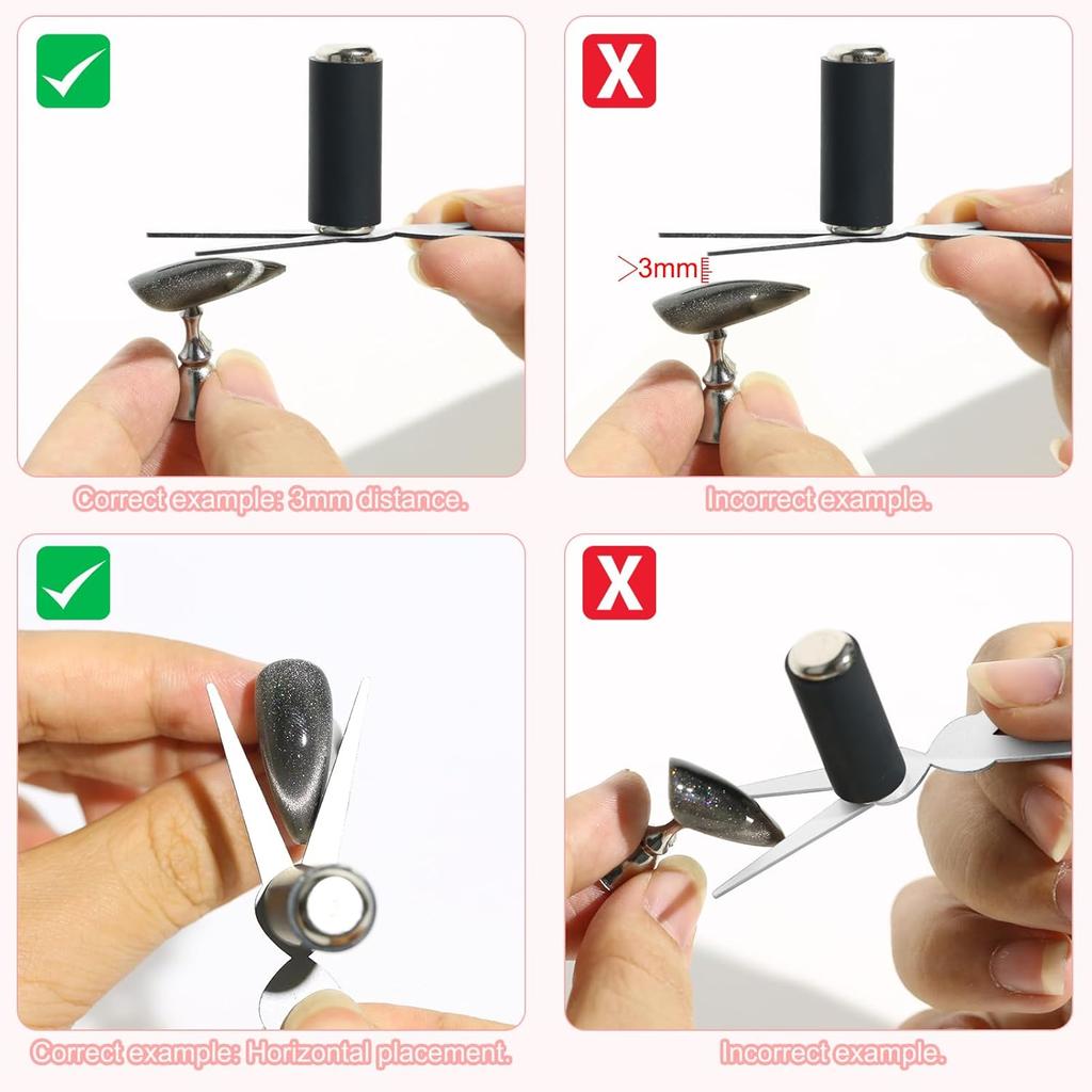 Double Headed Nails Magnet French Shape Strong 3D Cat Eye Magnet Nail Art Gel Polish Magnetic Manicure Accessories Tools Set