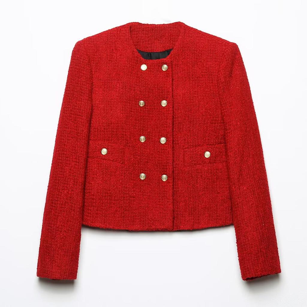 European and American style, French style, women's clothing, textured double-breasted jacket set 8253502 8558502