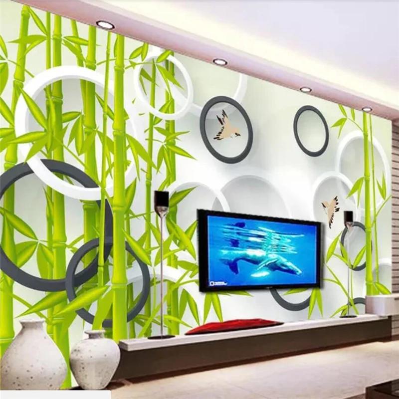Wallpaper Green Bamboo 3d Circle Photo Mural Living Room Bedroom Tv Background Wall Paper