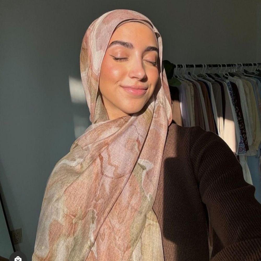 Floral Hijab Scarf Watercolor Islamic Turban Fashion Wraps Shawl  Women