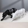 Panther Statue Animal Figurine Abstract Geometric Style Resin Leopard Sculpture Home Office Desktop Decoration Crafts