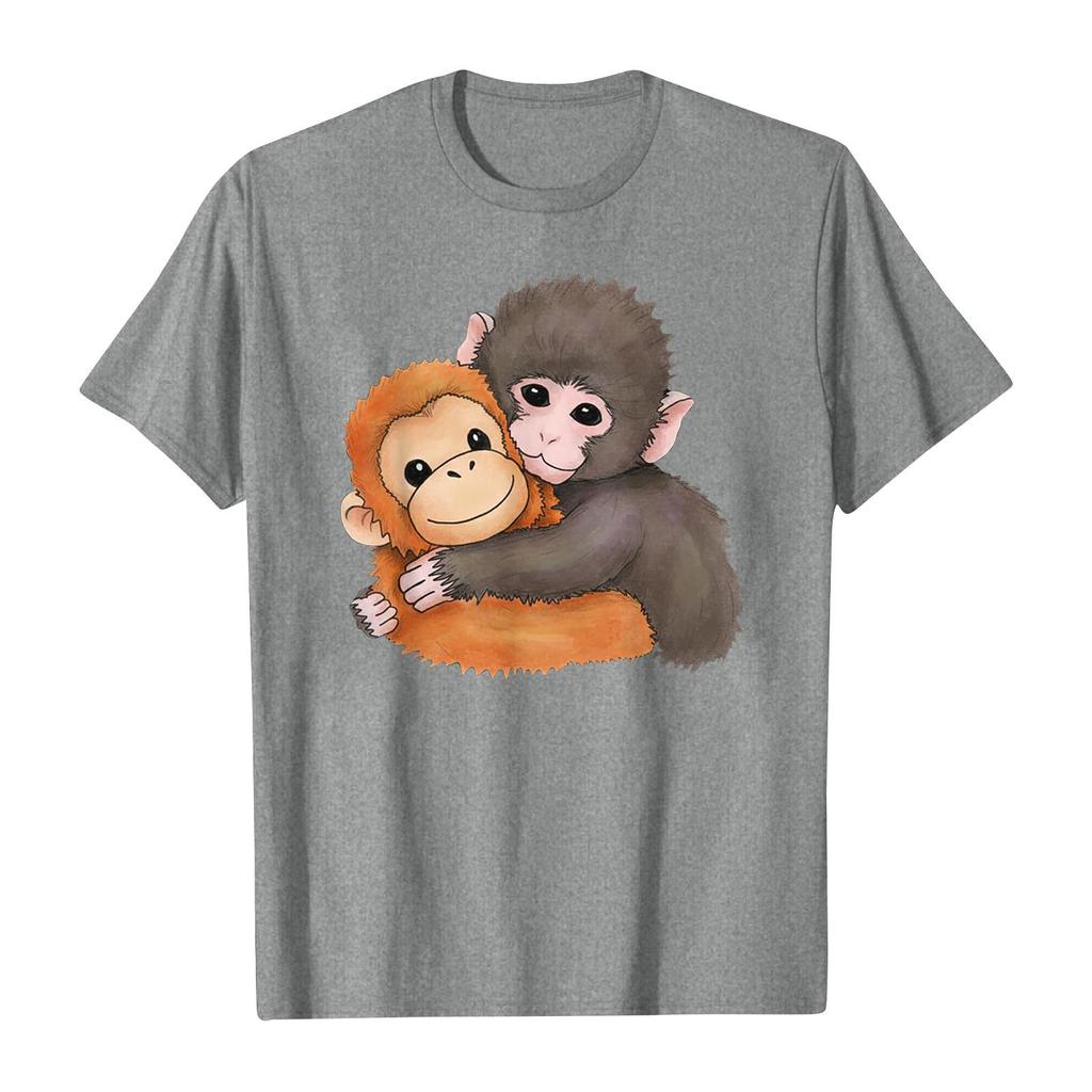 Women's And Men's Fashionable Round Neck Casual Print Short Sleeved T-shirt Top