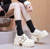 Fashion Retro Thick Heel Loafers Women's Autumn New Single Shoes Buckle Round Head Fashionable British Style Small Leather Shoes