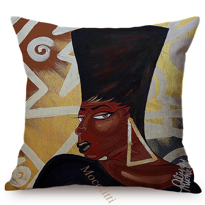 Pop Abstract Africa Woman Pattern Pillow Case, Sexy Oil Painting Art, Sofa Decoration, Cotton Linen Cushion Cover, Fashion