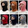 Zipper Hooded Thermal Cap Thickened Knitted Balaclava Cap Simple Knitted Scarf Hat  Outdoor