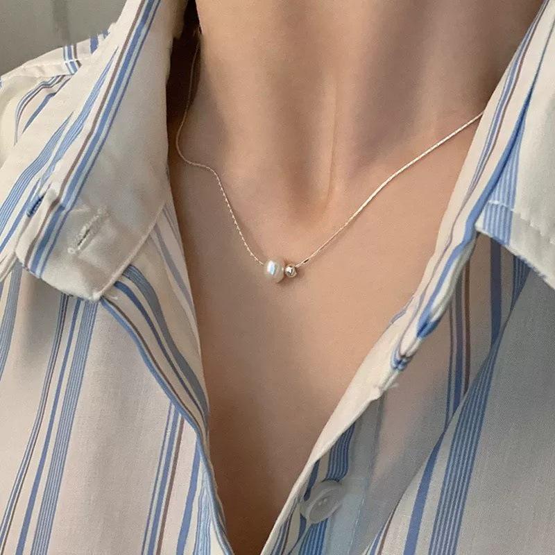 Exquisite Minimalist Pearl Necklace for Women - 2024 Niche Design, Simple Clavicle Chain, Versatile & Elegant