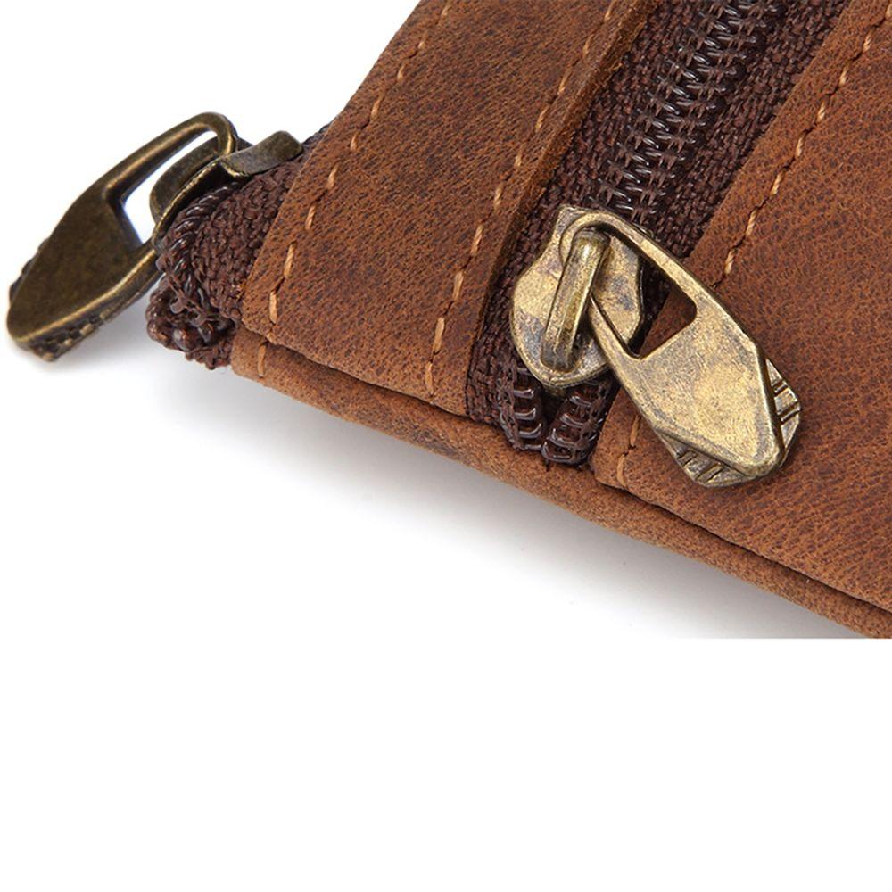 GORGECRAFT Münzgeldbörse Leder - Mini Wechselgeldtasche Mit Reißverschluss Schwarz