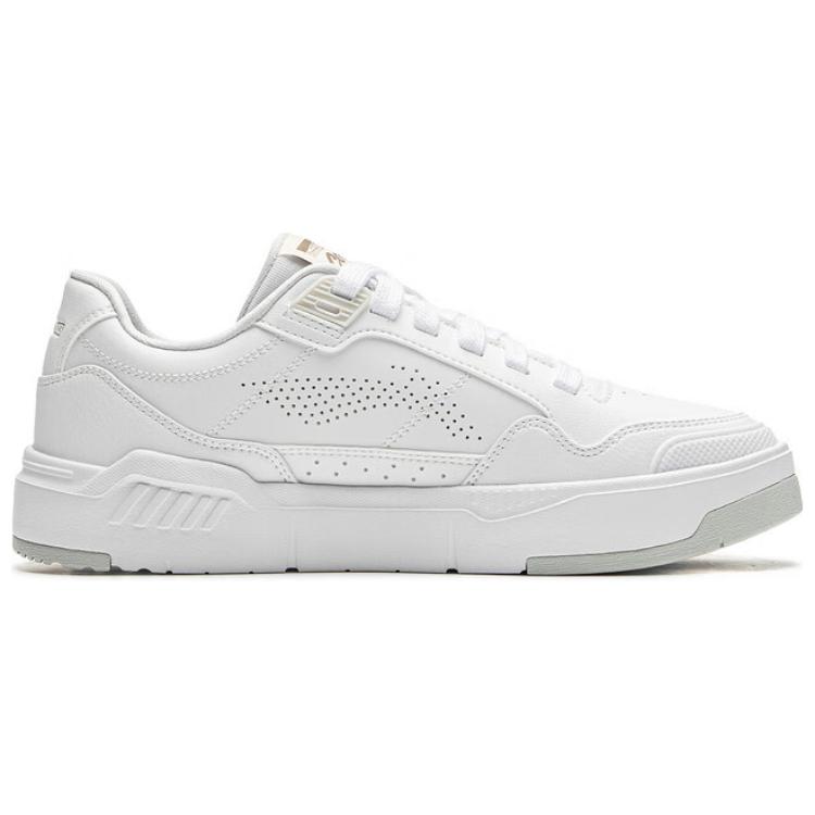 Li Ning Common 80s Synthetic Leather Fashion Comfortable Non-Slip Wear-Resistant Low-Top Skate Shoes Women sneaker White AGCU158-1