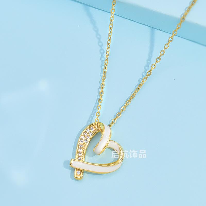 

Ожерелье Любви Женское Высокое Чувство Маленькое Свежее Легкая Роскошь Универсальный Микроинкрустированный Подвеска Цепочка на Ключицу