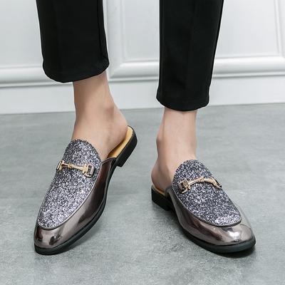 Fashion Summer Men's Slippers Shiny Outdoor Walking Shoes Casual Flat Sandals Beach Shoes Men's Fashionable Trendy Parties Loafer