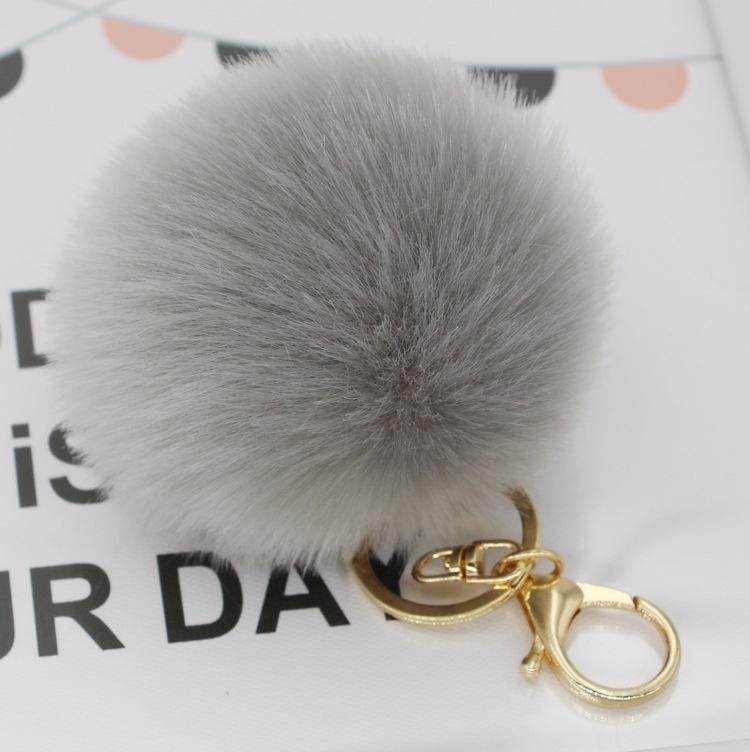 Adorable Cute Soft Rabbit Fur Ball Plush Key Chain For Bags And Car Accessories