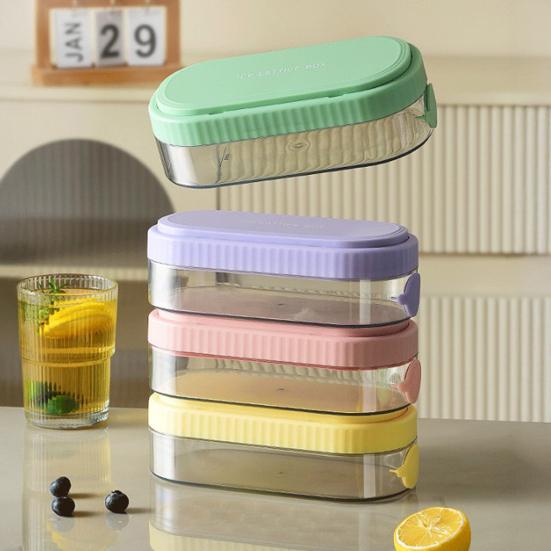 Ice Cube Mold Effortless Push-Type Release Ice Tray Storage Box BPA-Free Stackable Flexible Ice Cube Maker for Home Use
