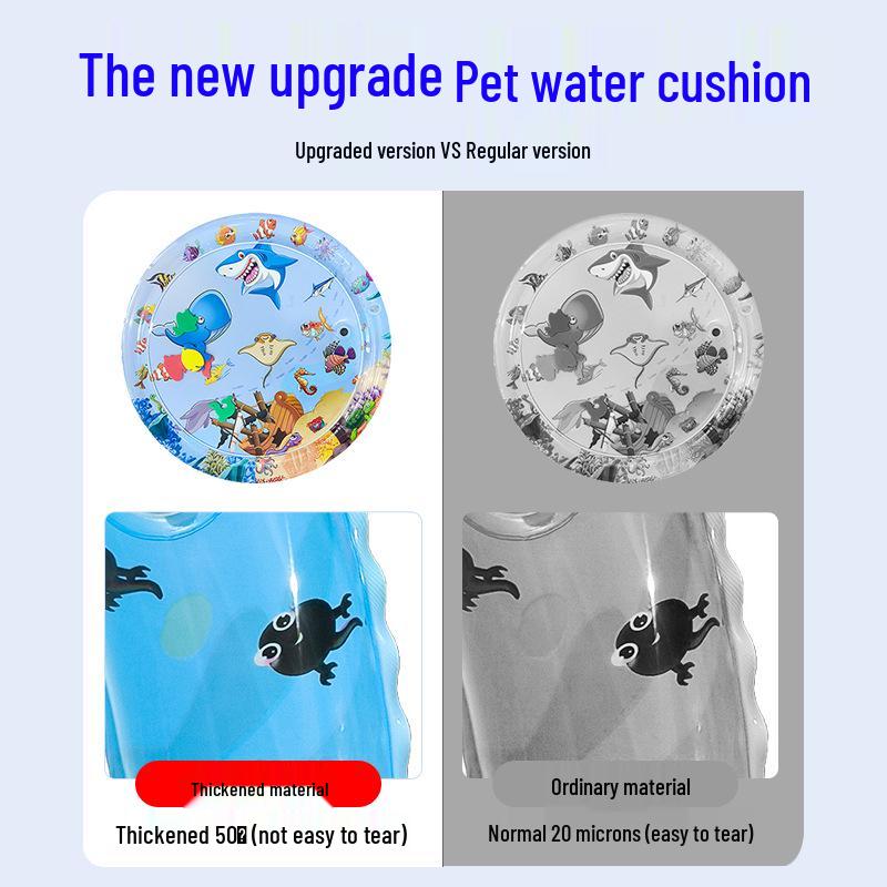 Cartoon Round Inflatable PVC Ice Pad for Cats & Dogs - Scratch-Resistant, Water-Injectable & Thickened