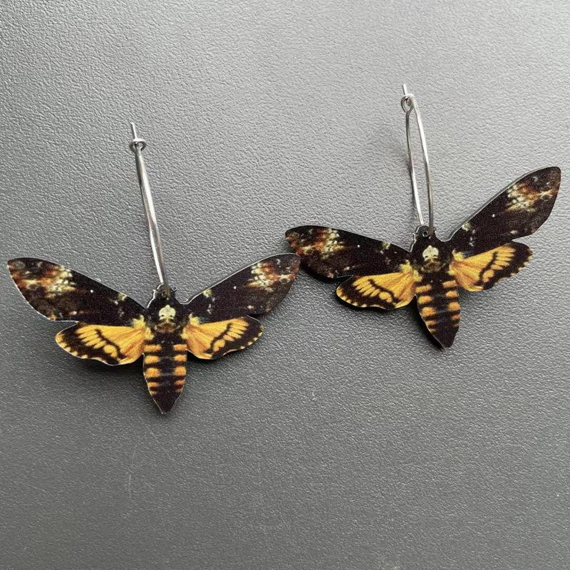 1Pair Cute Butterfly Woman Dangle Earrings Acrylic Gradient Colorful Moth Drop Earrings for Y2K Girl Birthday Gift
