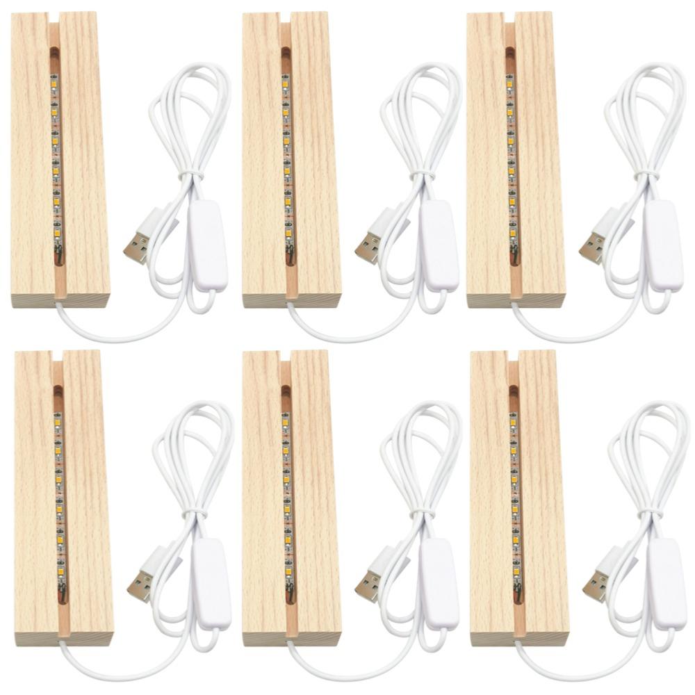 1-10pcs LED Wood Light Display Base Crystal Wooden Lighted Base Stand Acrylic Light Plate Base for Resin Art Lights Ornament