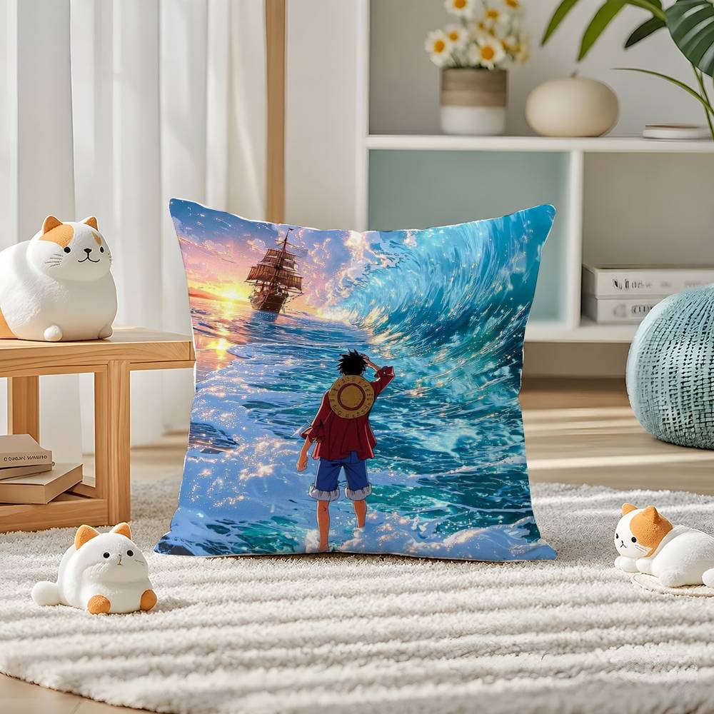 One Piece Red Hair Shanks Anime Plush Pillow Cover Soft Short Plush Cushion Cover For Sofa Bedroom Home Decor Gift Decoration