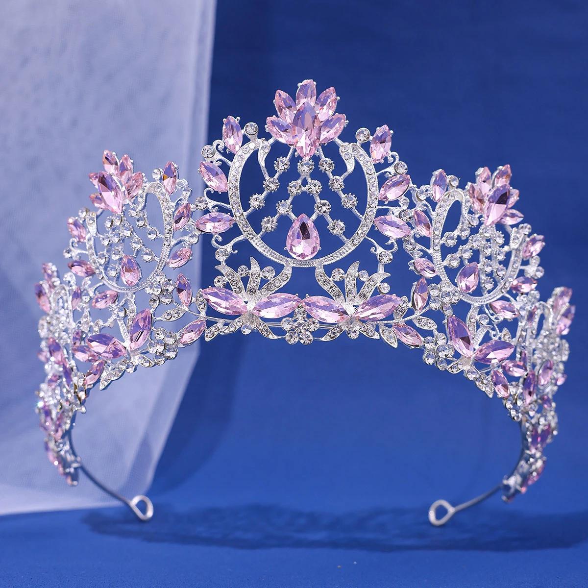 

Baroque Luxury Crystal Rhinestone Tiaras and Crowns For Women Bride Vintage Prom Diadem Bridal Wedding Hair Accessories Jewelry