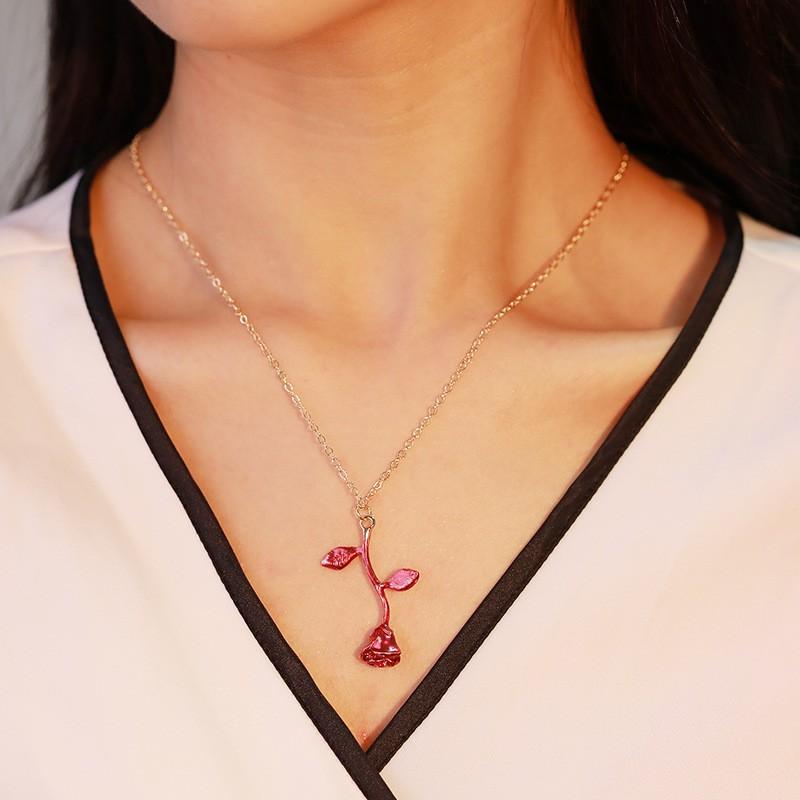 Buy Beauty Red Rose Flower Necklace 