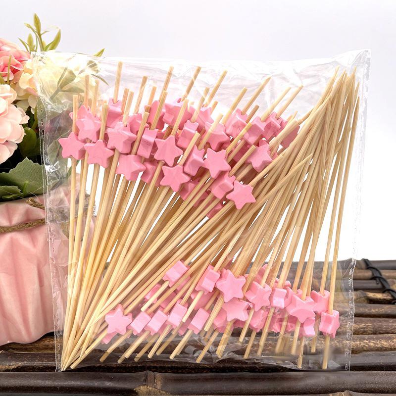 1 Bag Disposable Bamboo Food Sticks Buffet Cupcake Fruit Fork Party Cake Dessert Salad Vegetable Sticks Toothpick Skewers
