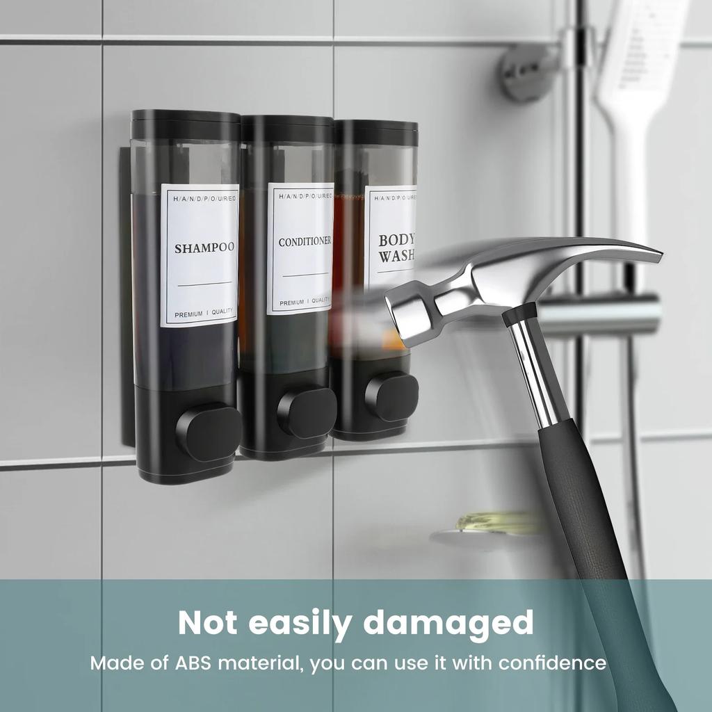 Wall Mounted Bathroom Liquid Soap Dispenser Three Head Hand Sanitizer Holder Wall Mount Soap Shampoo Gel Shower Liquid Container