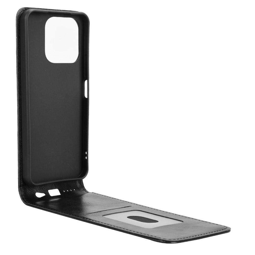 

For Honor X6b 4G Case with Card Slot Magnetic Vertical Flip Leather Phone Cover Black