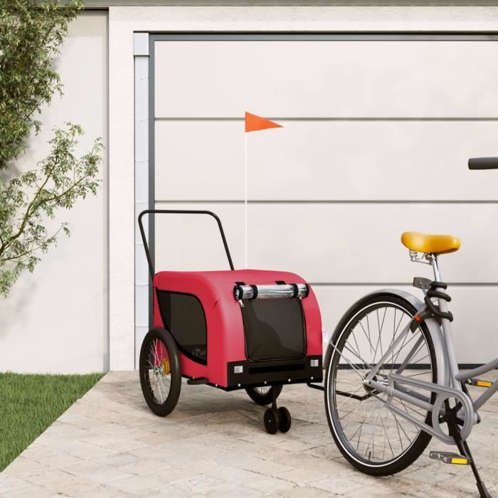 Remorque de vélo pour chien VIDAXL - Rouge et noir - Tissu Oxford et fer - Confortable et sécurisée