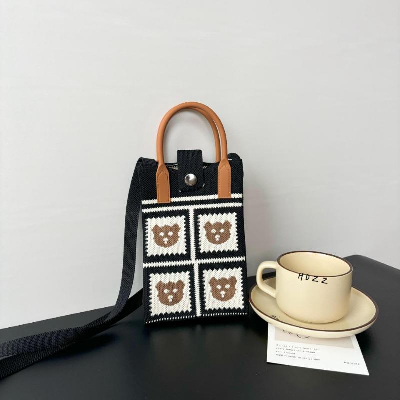 Premium Sense Ns Mobile Phone Bag New Cartoon Knitted Bag Dopamine Niche Versatile Messenger Shoulder Bag Handbag