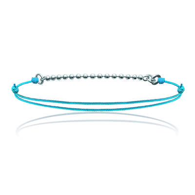 [J0820] - Bracelet Argent 'Billes' turquoise argenté - 1. 5 mm