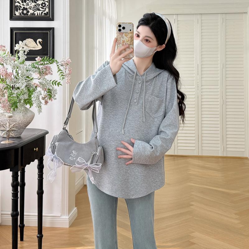 

2026 Spring French Hooded Casual Top L серый