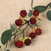 Red Berry Raspberry Artificial Plant DIY Green Leaves Faux Fruit Floral Arrangement Accessories Artificial Raspberry Branches