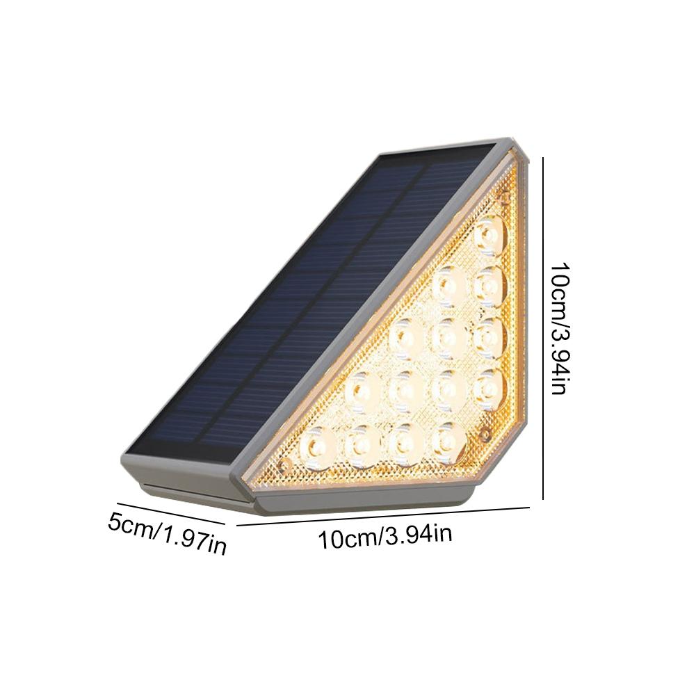 LED Outdoor Solar Lights Decor Super Bright Solar Deck Lights Triangle Step Lamp for Stair Deck Front Step Front Porch and Patio
