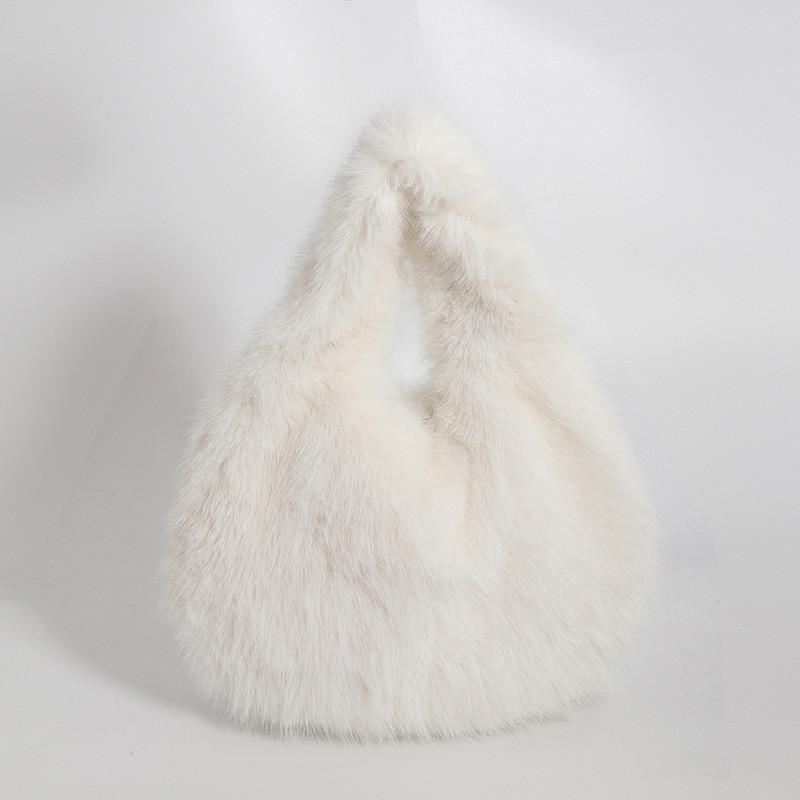 Ielgy Autumn Winter Furry Clutch Bag High-End Fashionable Portable Plush Bag