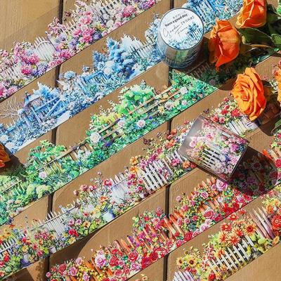 1Roll Garden Fence Series Aesthetic PET Tape Scrapbooking Decoration Collage Journal Diary Diy Stickers Stationery