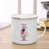 26 Initialen Rosa Buchstaben Blumen Druck Emaille Tasse Kaffeetassen Tassen für Kaffee und Tee Ungewöhnliche Teetasse Personalisierte Geschenk Tassen Cupshe