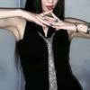 Dazzling Long Necklace Korean Decoration Shirt Tie Fashion Rhinestone Necktie  Party