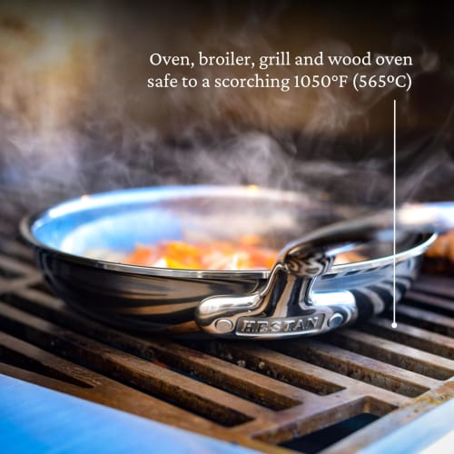 Meyer HTN-P22 22cm Stainless Steel Frying Pan with Titanium Coating, Induction Compatible, Made In Italy, "Hestan Nanobond