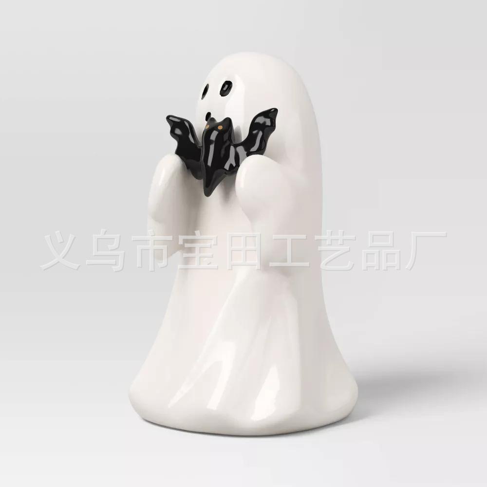 New creative halloween cute ghost ghost hugging powder pumpkin bat resin statue halloween decoration