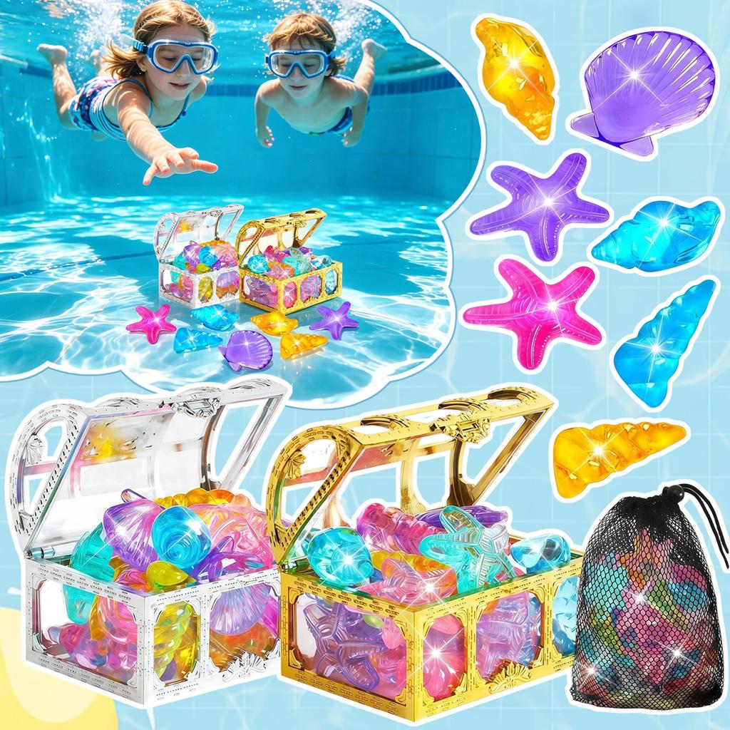 Summer-Appropriate Children's Pool And Diving Pool Toys, Diving Game Treasure Chest Toy Set.