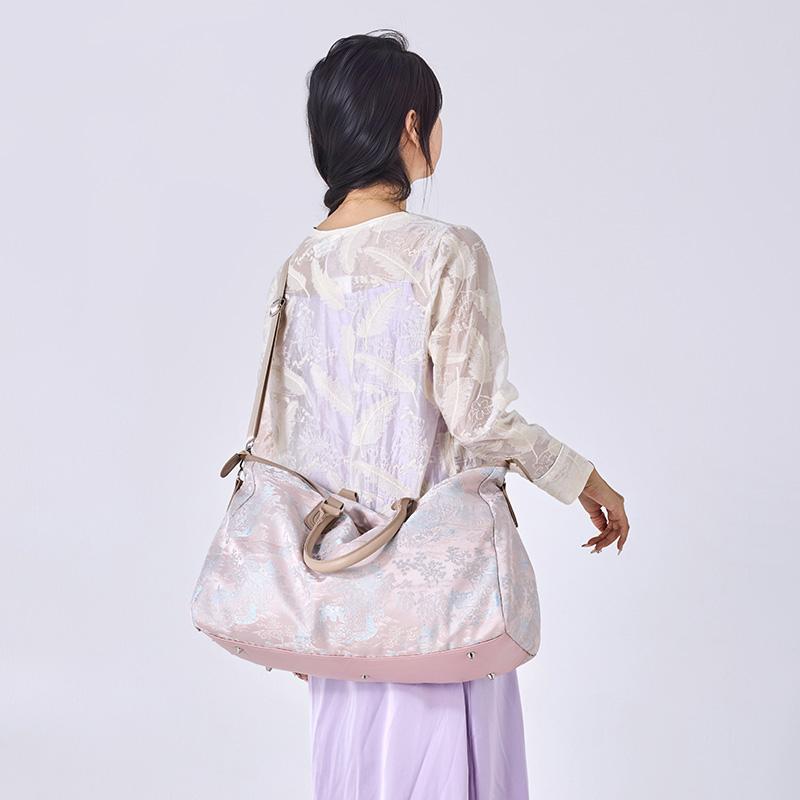Short Distance Large Capacity Luggage Bag Women's Retro Print Travel Bag with Dry Wet Separation