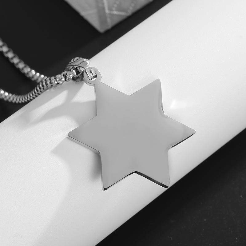 Stainless Steel Classic Geometric Polygonal Black Square Natural Stone Necklace Pendant for Men Fashion Casual Punk Jewelry Gift