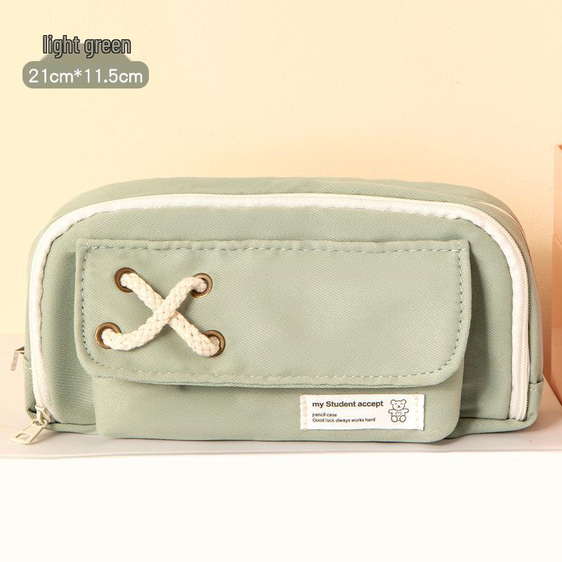 Hemp Rope Large Capacity Pencil Case: Layered Storage for Middle & Elementary Students 2024