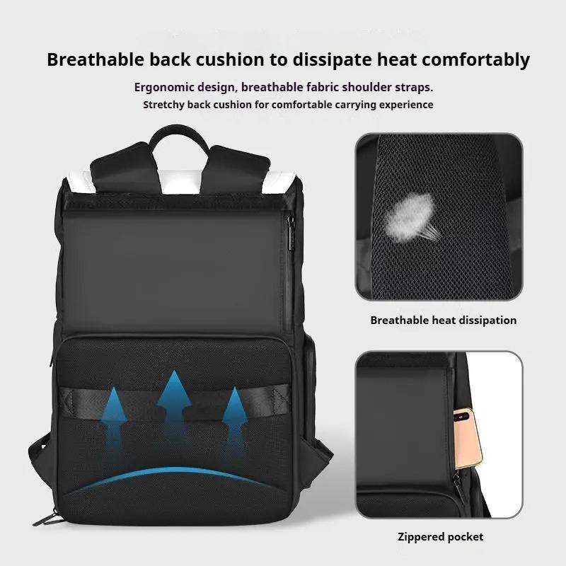 Waterproof SLR Camera Bag With Upper Lower Compartments And Color-Blocking Design Dual-Shoulder Camera Backpack