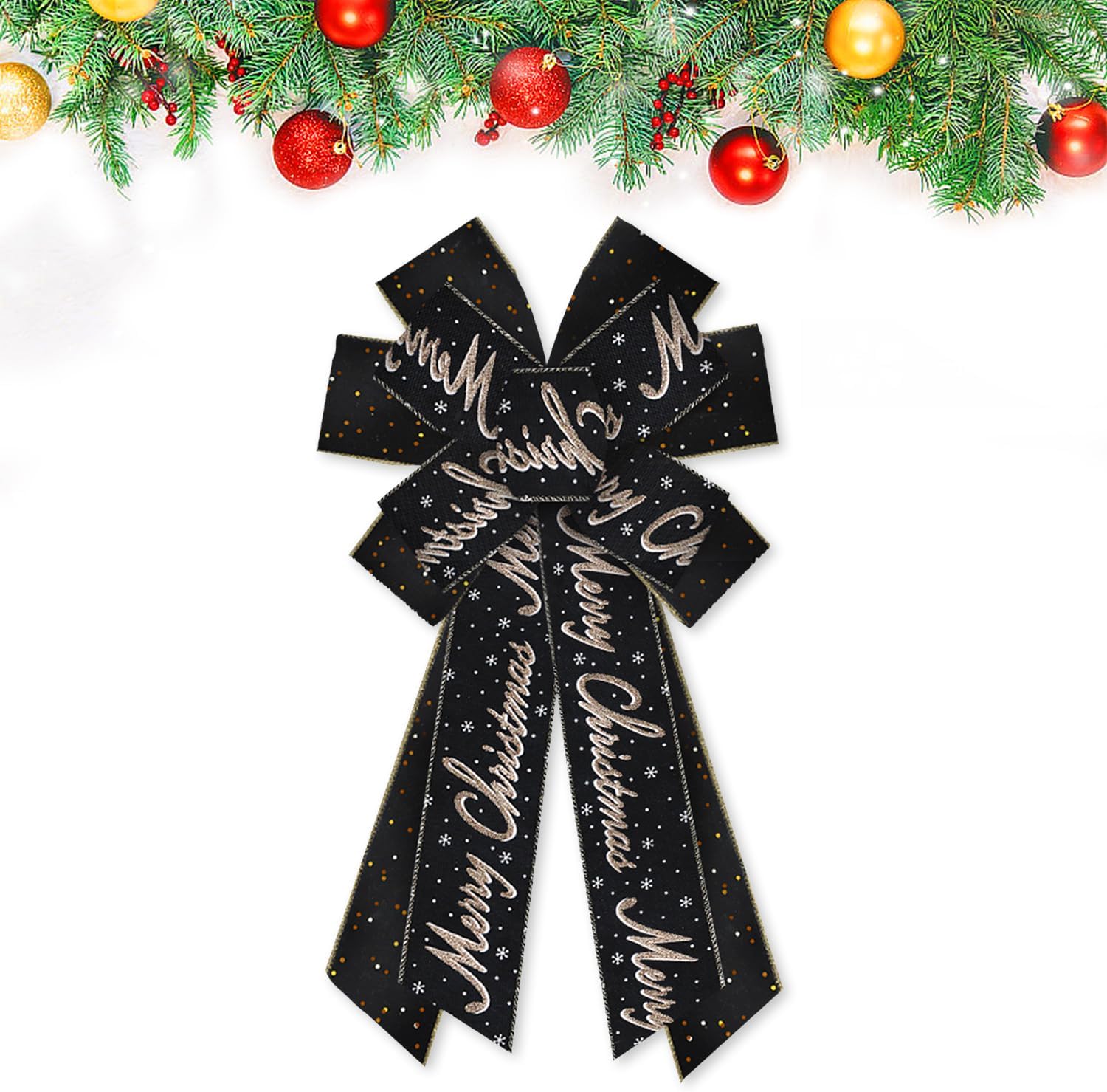 

Большой Рождественский Венок Бант Блестящий Черный Бархатный Бант Банты Верхушки Рождественской Елки Украшения для Новогодней Рождественской Вечеринки 53 cm