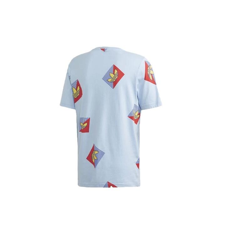 adidas originals Aop Diag Tee Casual Sports Round Neck Short Sleeve Light Blue Men's FM3343